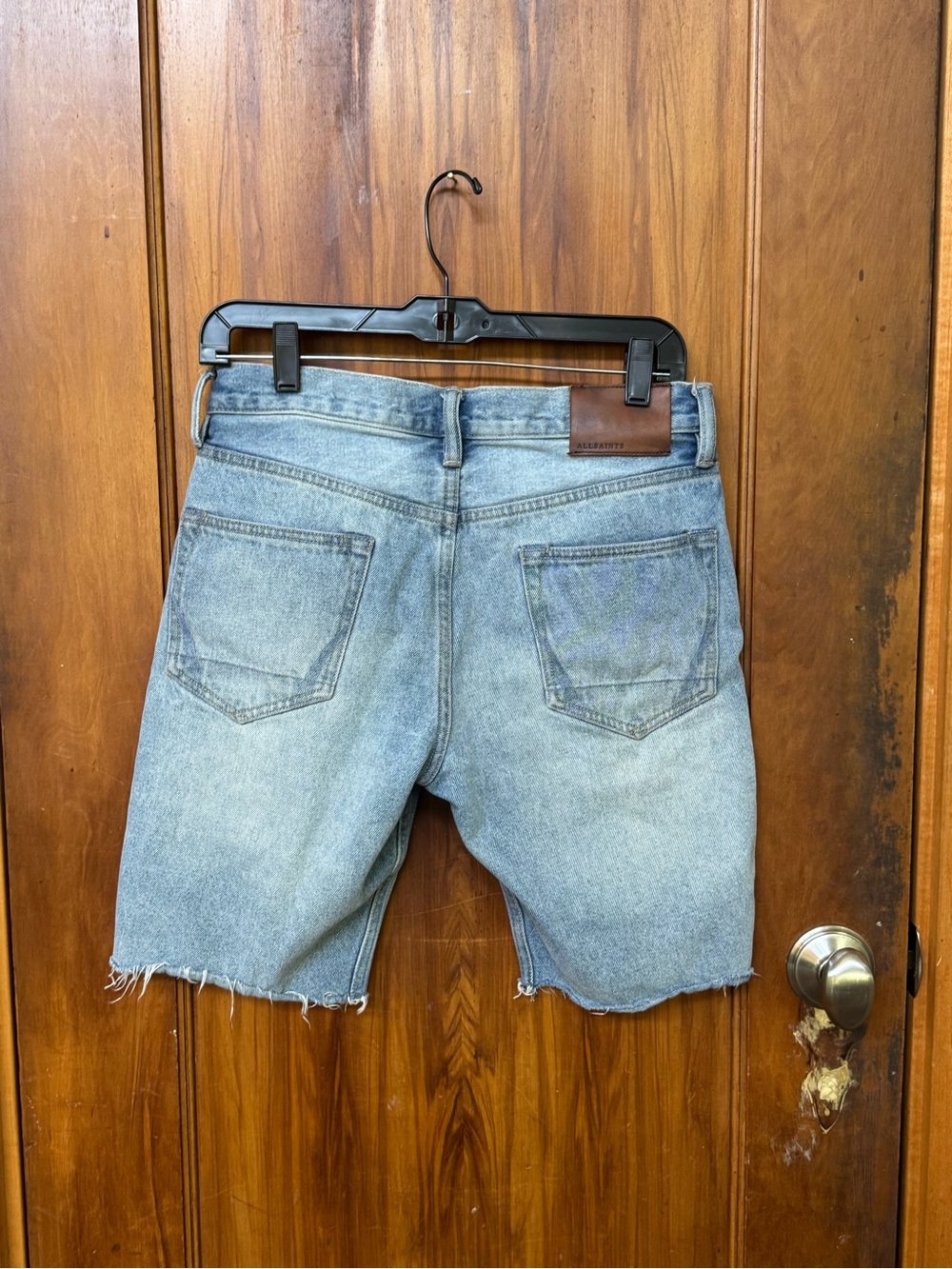 AllSaints Women’s Light Blue Distressed Denim Long Cut-Off Shorts 28 - Picture 2 of 11